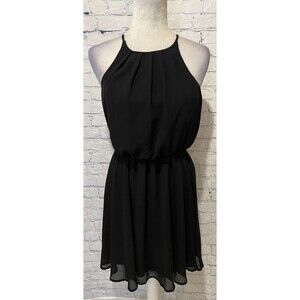 Blue Rain Dress Women’s Knee Length Sleeveless Lined Black Flowy Dress Medium